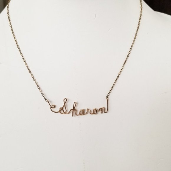 Vintage Sharon Name Wire Necklace on 16" Cable Chain - Picture 11 of 13